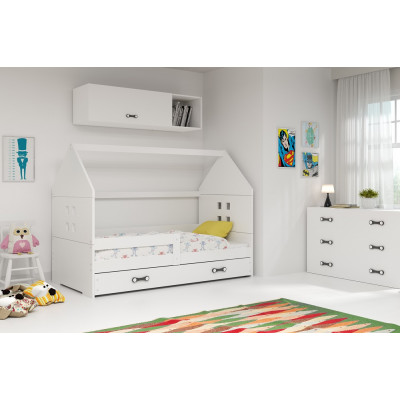 Detská posteľ domček DOMI biela - biela so zásuvkou 160x80cm